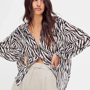 Free people Ciara zebra button down